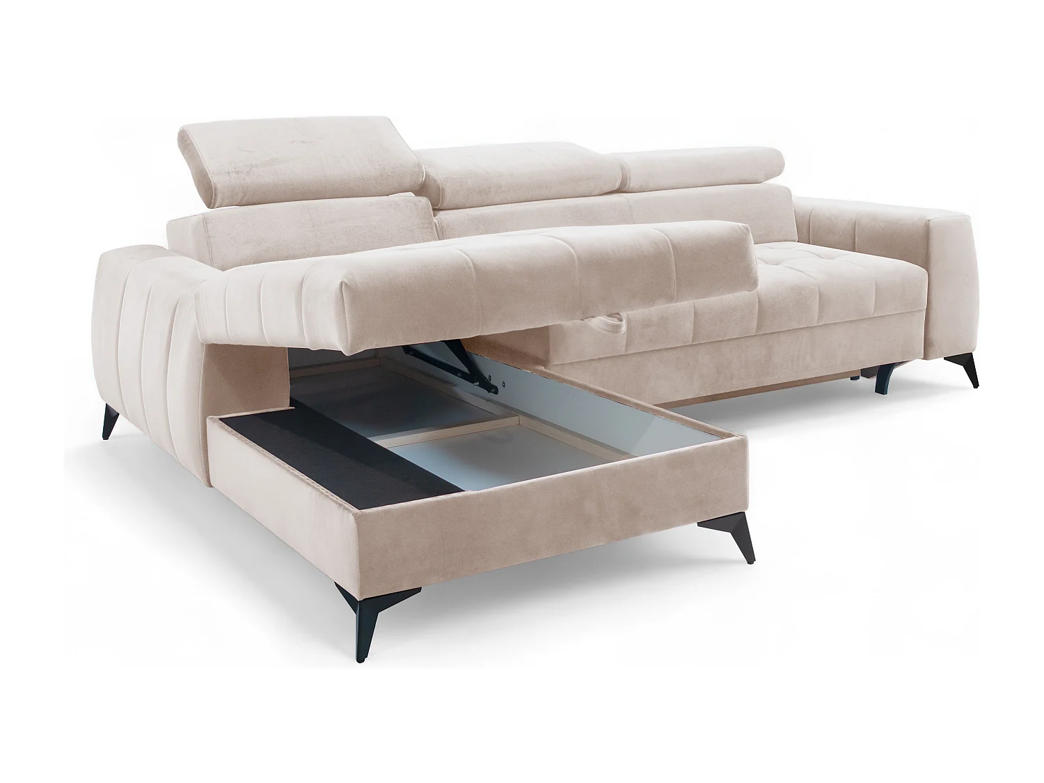 AX LIVING Beige Eckcouch mit Schlaffunktion Arkucio Mini 260 cm L