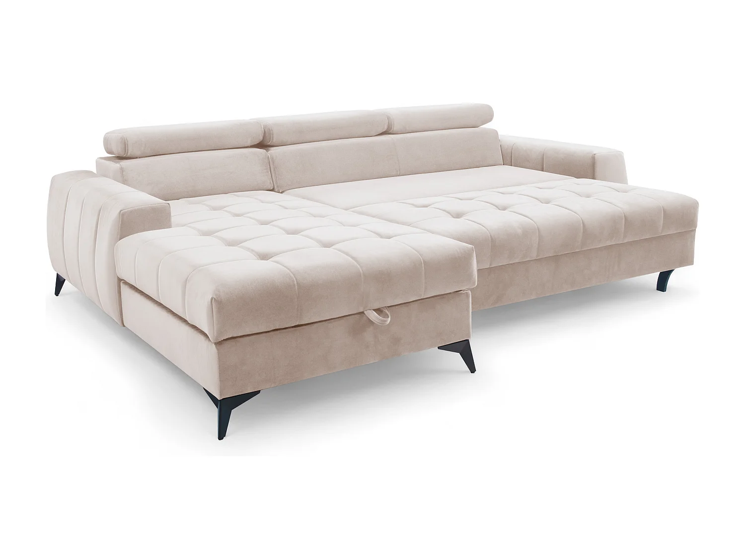 AX LIVING Beige Eckcouch mit Schlaffunktion Arkucio Mini 260 cm L