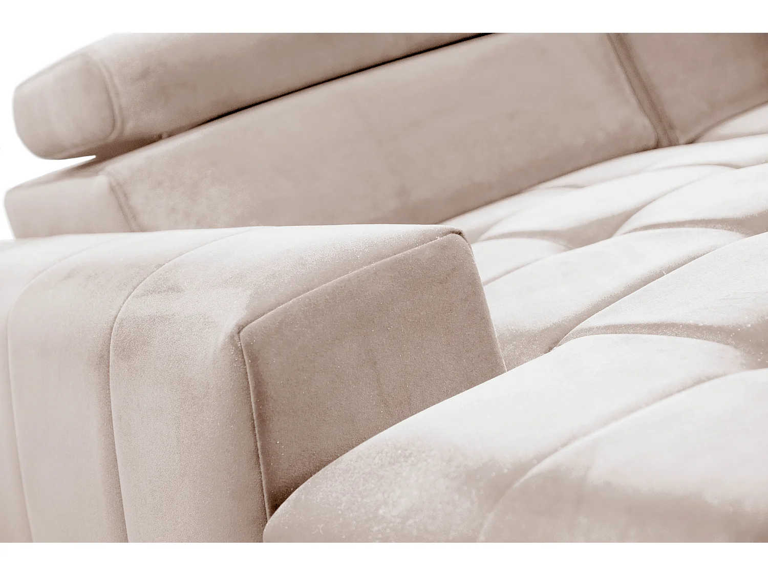 AX LIVING Beige Eckcouch mit Schlaffunktion Arkucio Mini 260 cm L