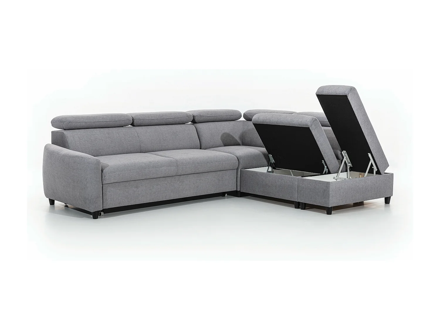 AX LIVING Ecksofa mit Schlaffunktion Grau Olettio L-Form 265 cm R