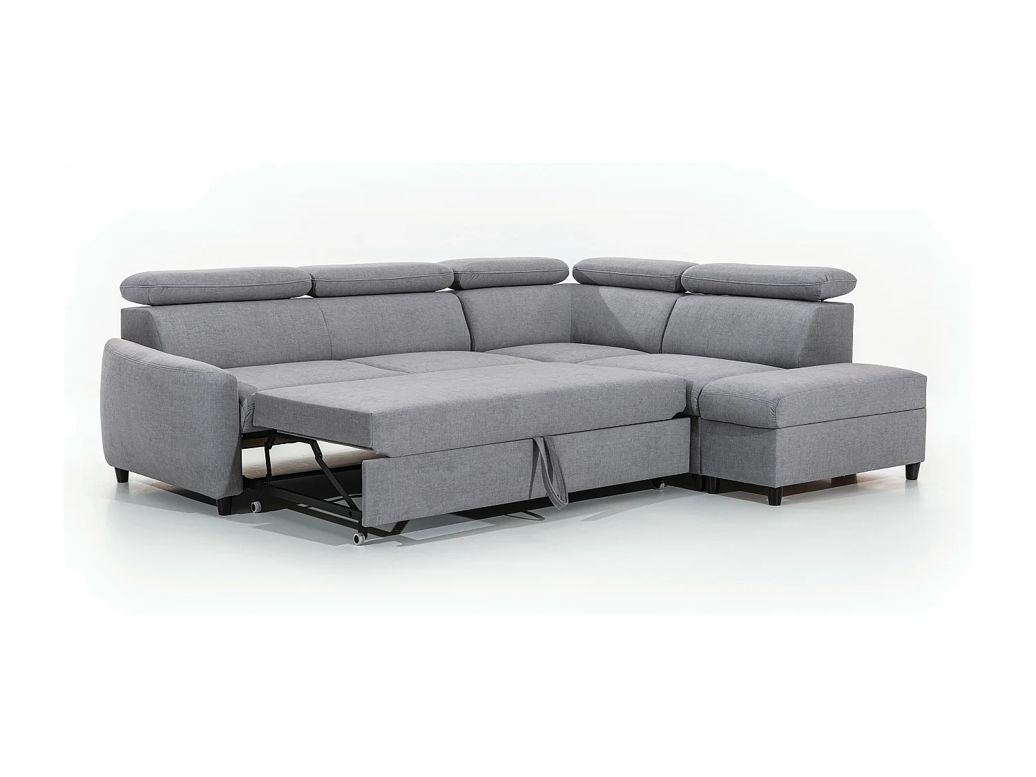 AX LIVING Ecksofa mit Schlaffunktion Grau Olettio L-Form 265 cm R