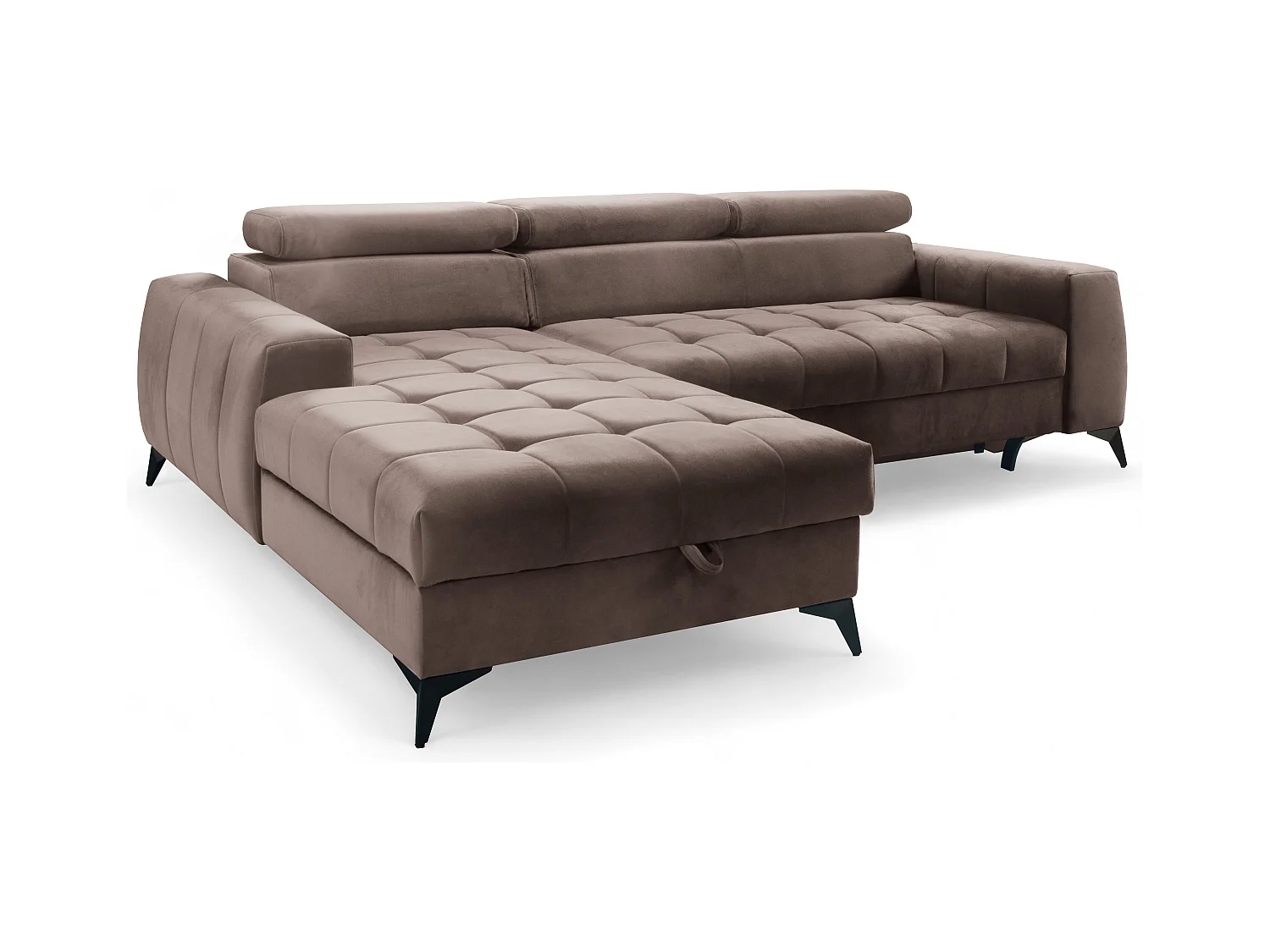 AX LIVING Braun Eckcouch mit Schlaffunktion Arkucio Mini 260 cm L