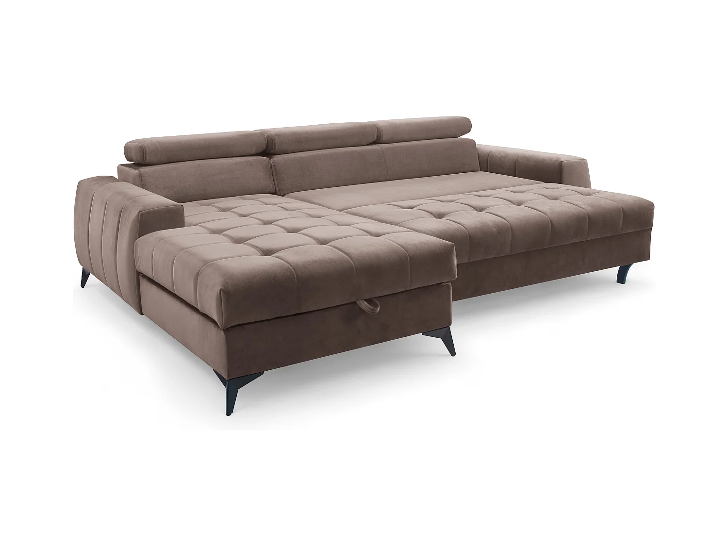 AX LIVING Braun Eckcouch mit Schlaffunktion Arkucio Mini 260 cm L