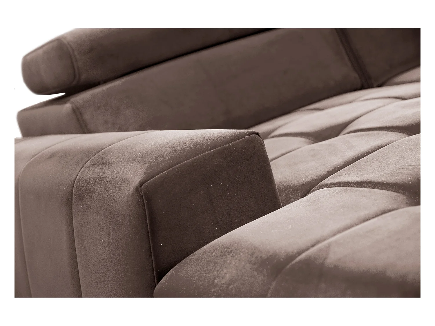 AX LIVING Braun Eckcouch mit Schlaffunktion Arkucio Mini 260 cm L