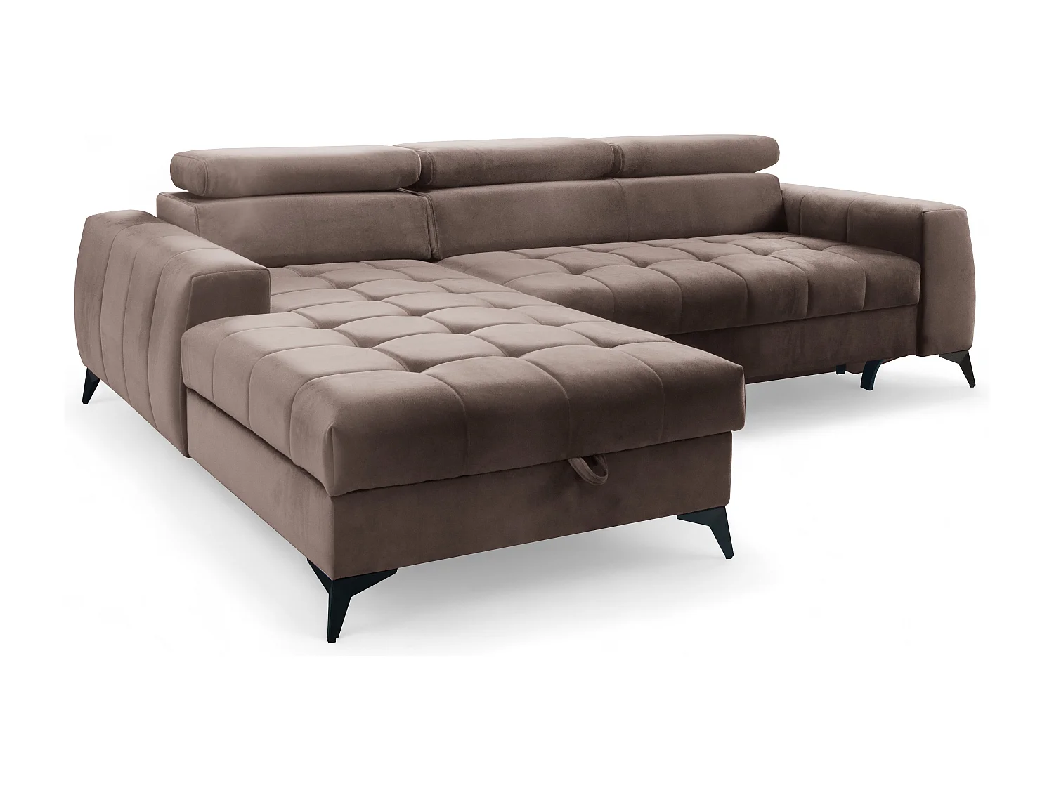 AX LIVING Braun Eckcouch mit Schlaffunktion Arkucio Mini 260 cm L