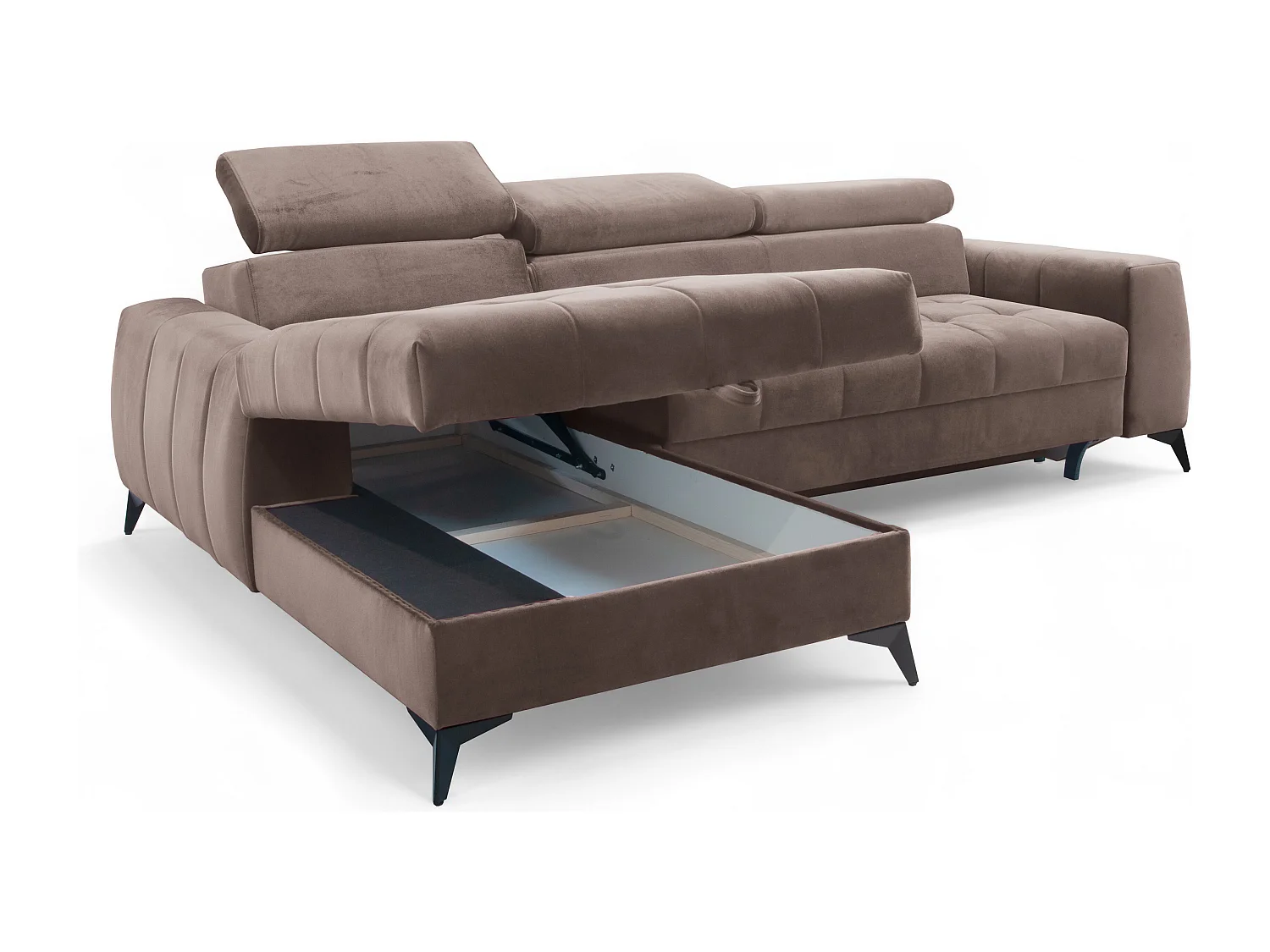 AX LIVING Braun Eckcouch mit Schlaffunktion Arkucio Mini 260 cm L