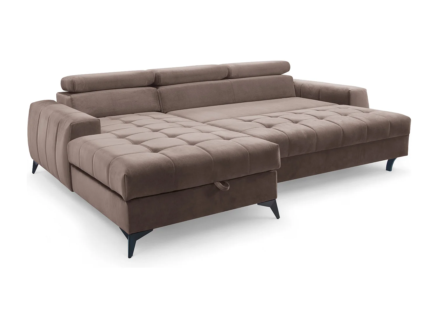 AX LIVING Braun Eckcouch mit Schlaffunktion Arkucio Mini 260 cm L