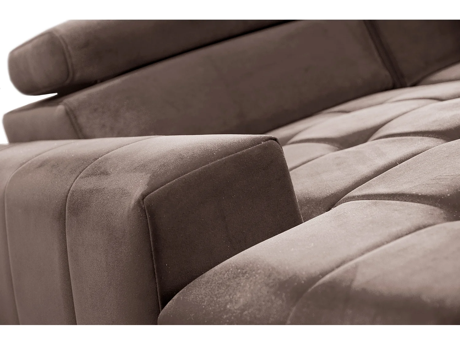 AX LIVING Braun Eckcouch mit Schlaffunktion Arkucio Mini 260 cm L