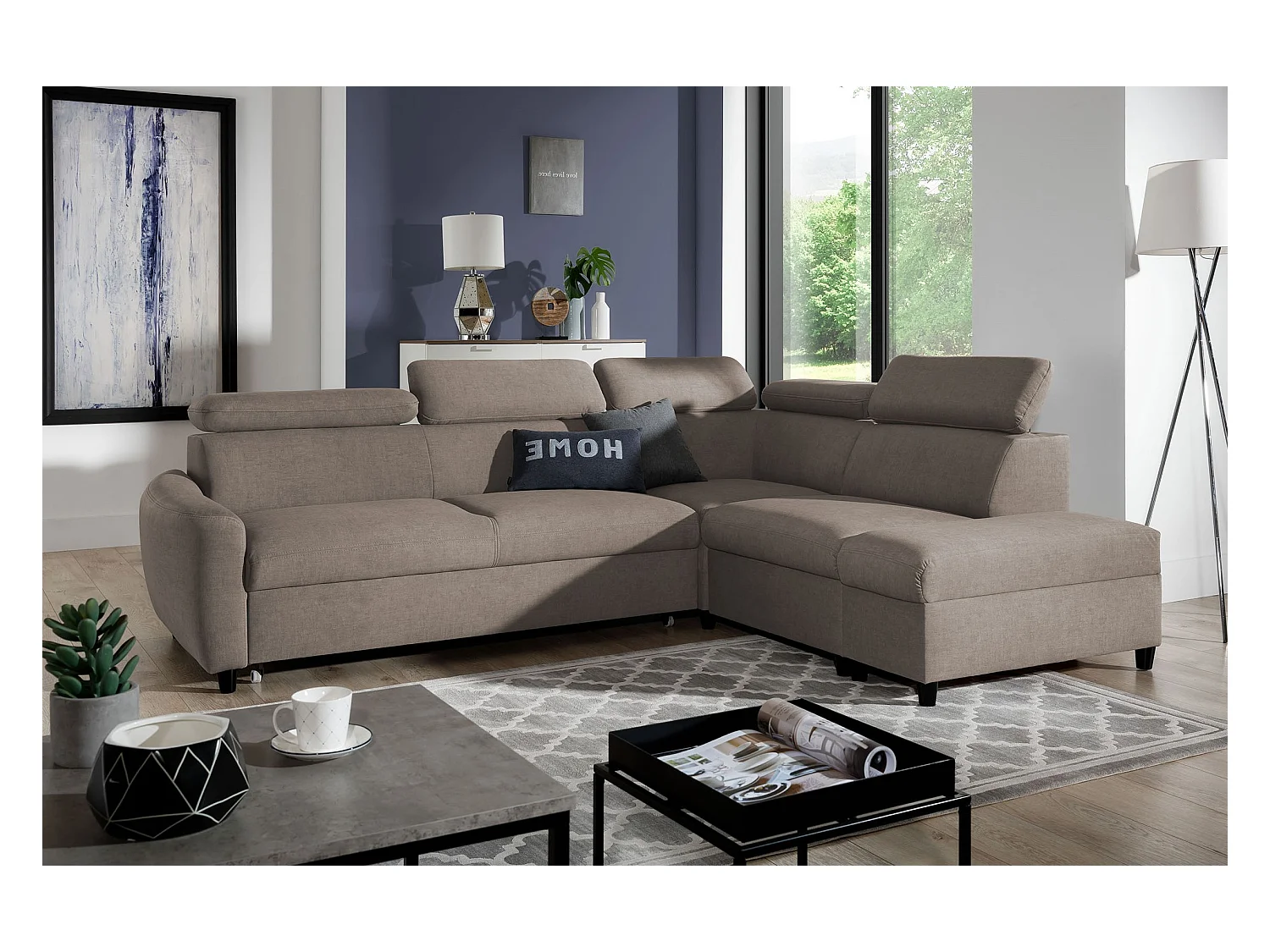AX LIVING Ecksofa mit Schlaffunktion Braun Olettio L-Form 265 cm R