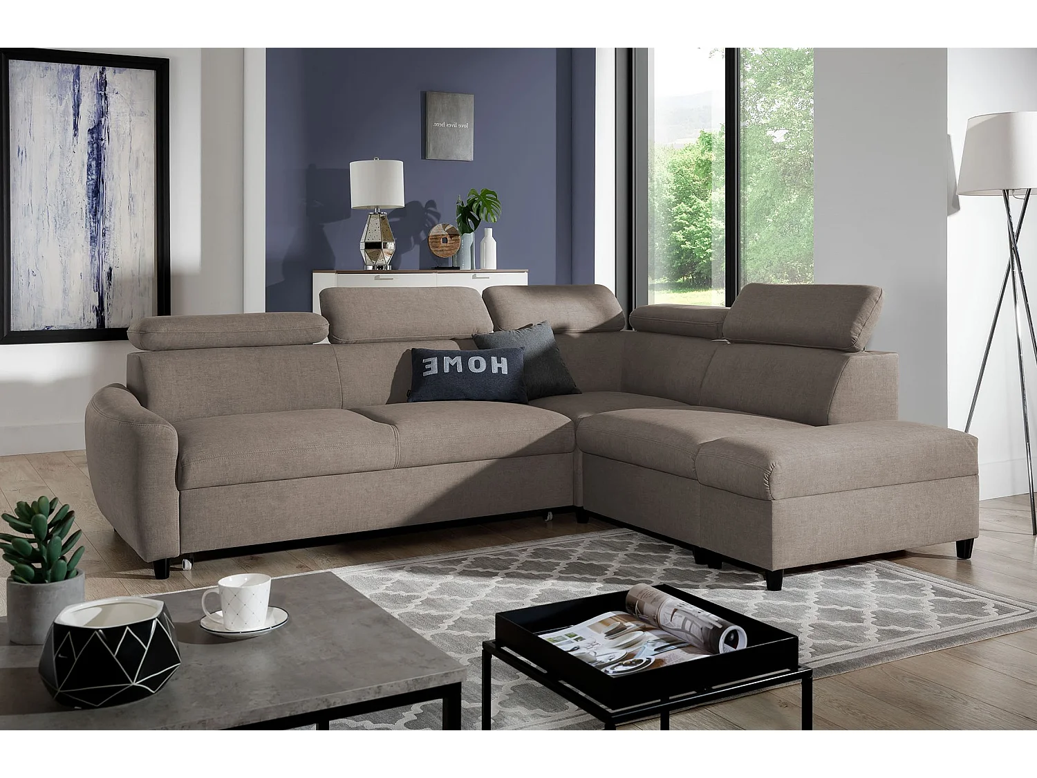 AX LIVING Ecksofa mit Schlaffunktion Braun Olettio L-Form 265 cm R