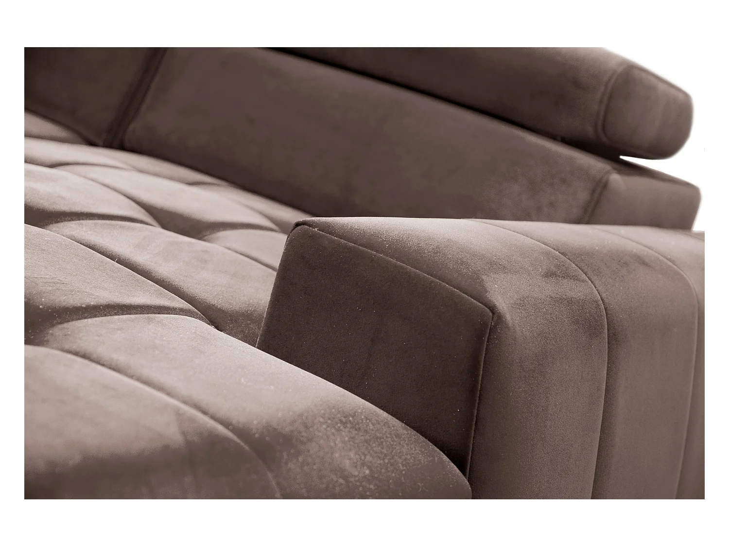 AX LIVING Braun Eckcouch mit Schlaffunktion Arkucio Mini 260 cm R