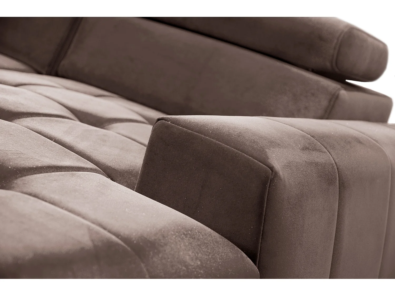 AX LIVING Braun Eckcouch mit Schlaffunktion Arkucio Mini 260 cm R