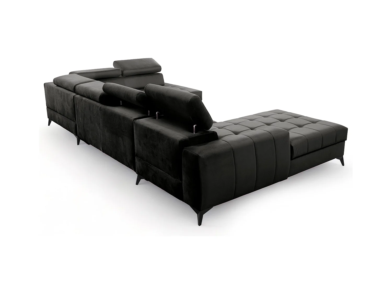 AX LIVING Schwarze Eckcouch mit Schlaffunktion Arkucio U 345cm Breite L