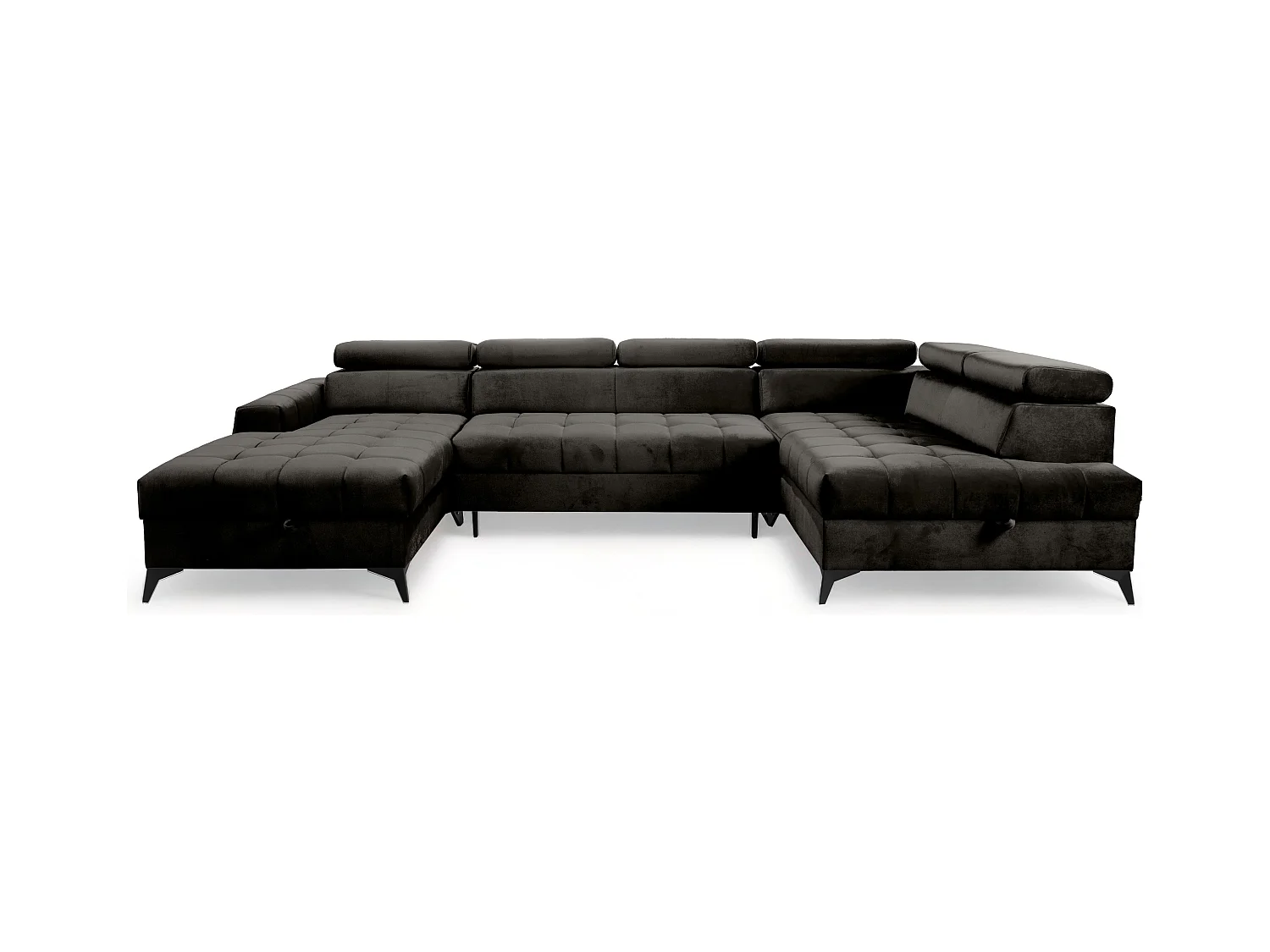 AX LIVING Schwarze Eckcouch mit Schlaffunktion Arkucio U 345cm Breite L