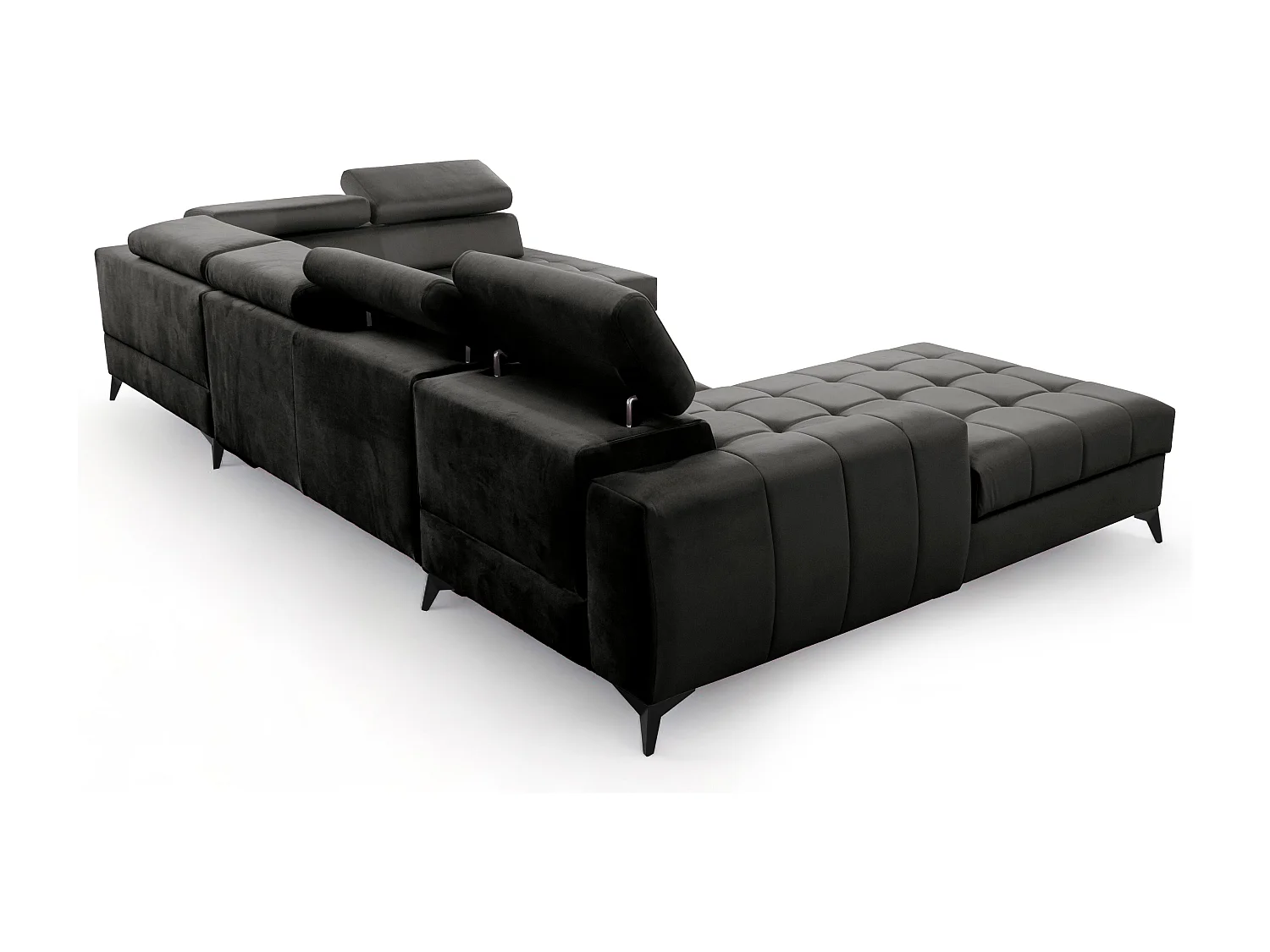 AX LIVING Schwarze Eckcouch mit Schlaffunktion Arkucio U 345cm Breite L