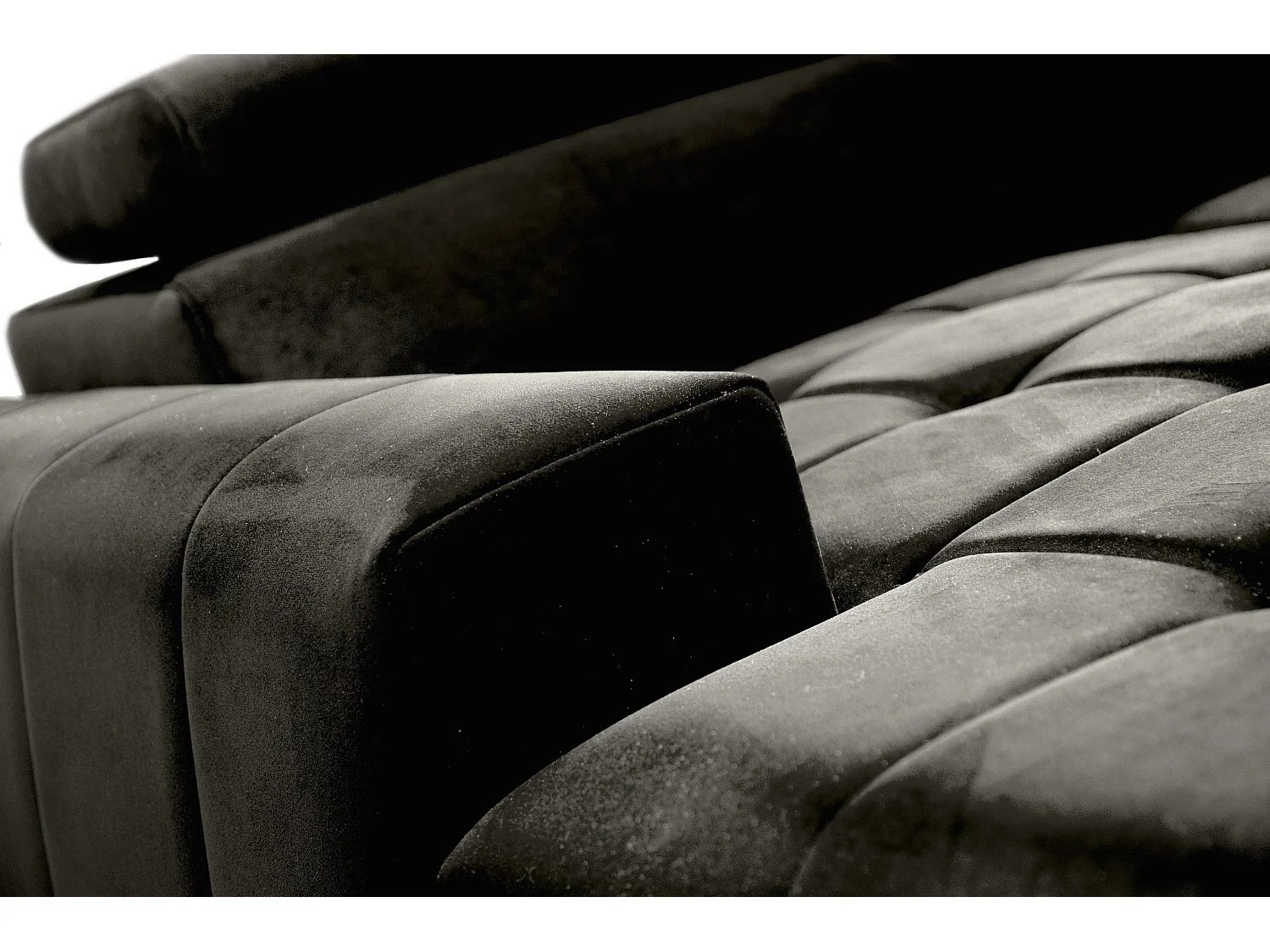 AX LIVING Schwarze Eckcouch mit Schlaffunktion Arkucio U 345cm Breite L