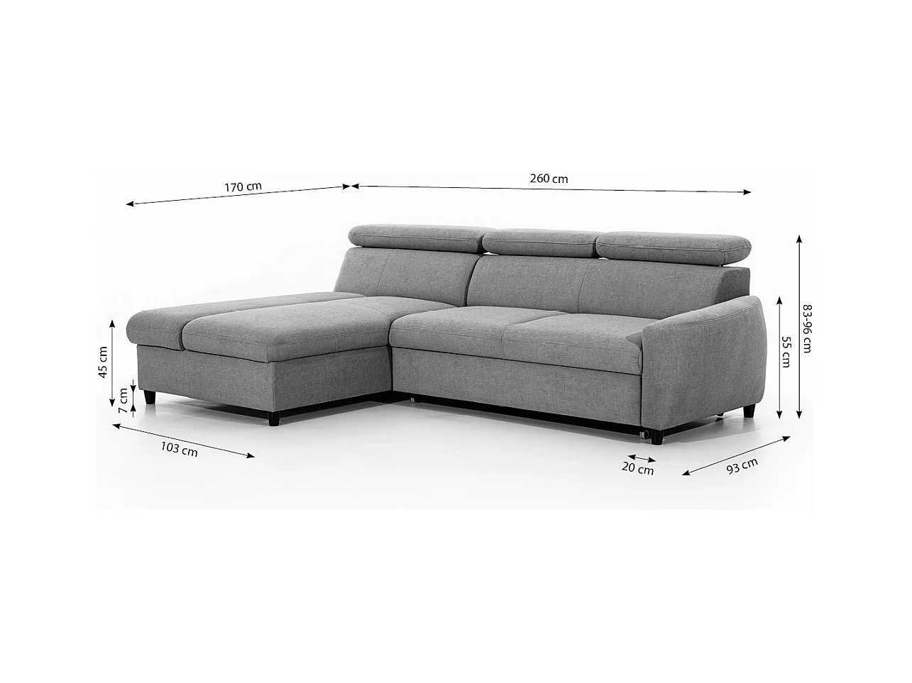 AX LIVING Klein Sofa mit Schlaffunktion Olettio Mini 260 cm Braun L