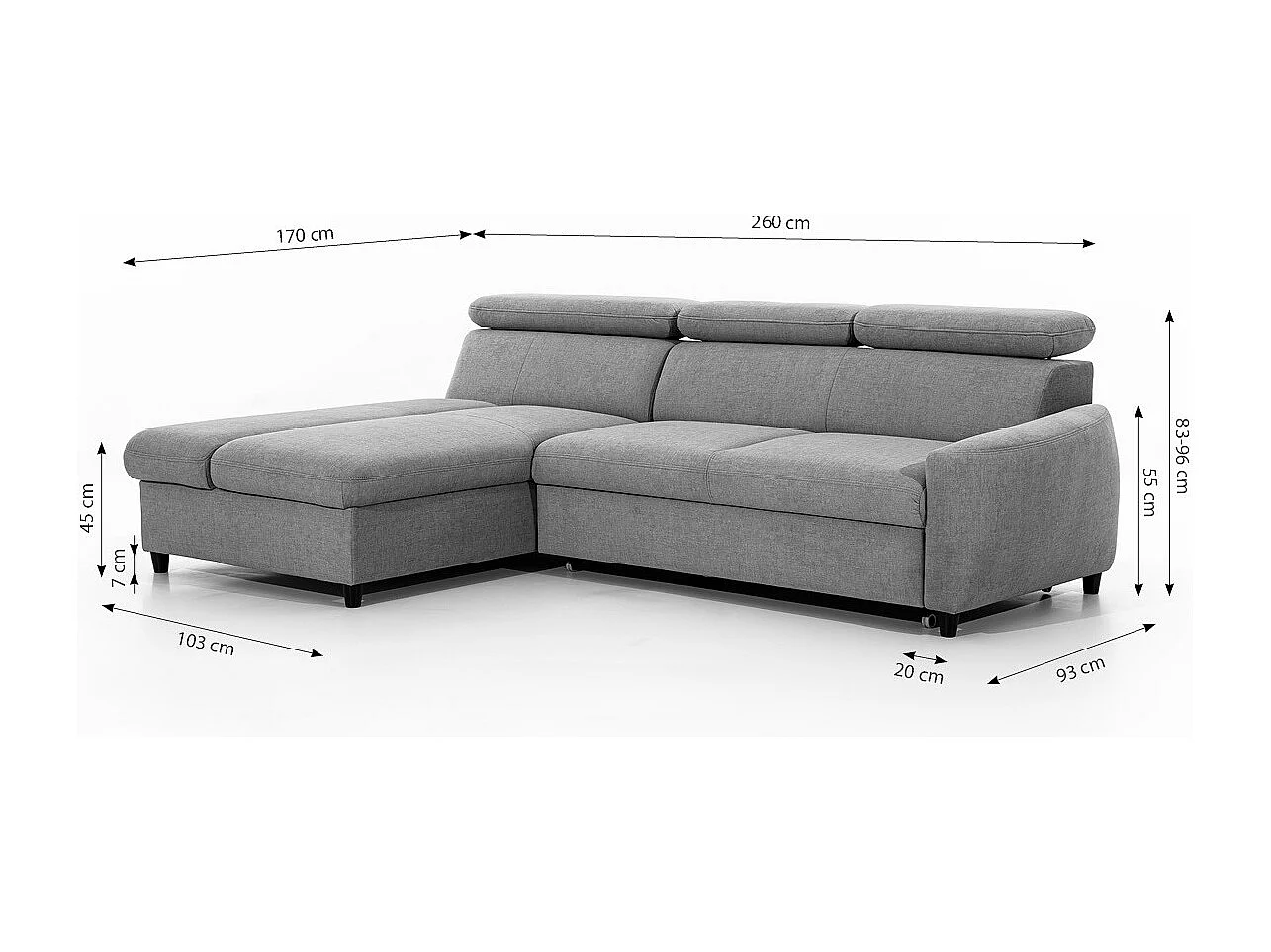 AX LIVING Klein Sofa mit Schlaffunktion Olettio Mini 260 cm Braun L