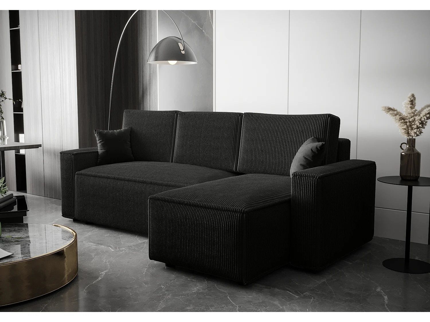 BEDANTE Canapé d'angle avec fonction de couchage AMBRO L Poso 135 Droite