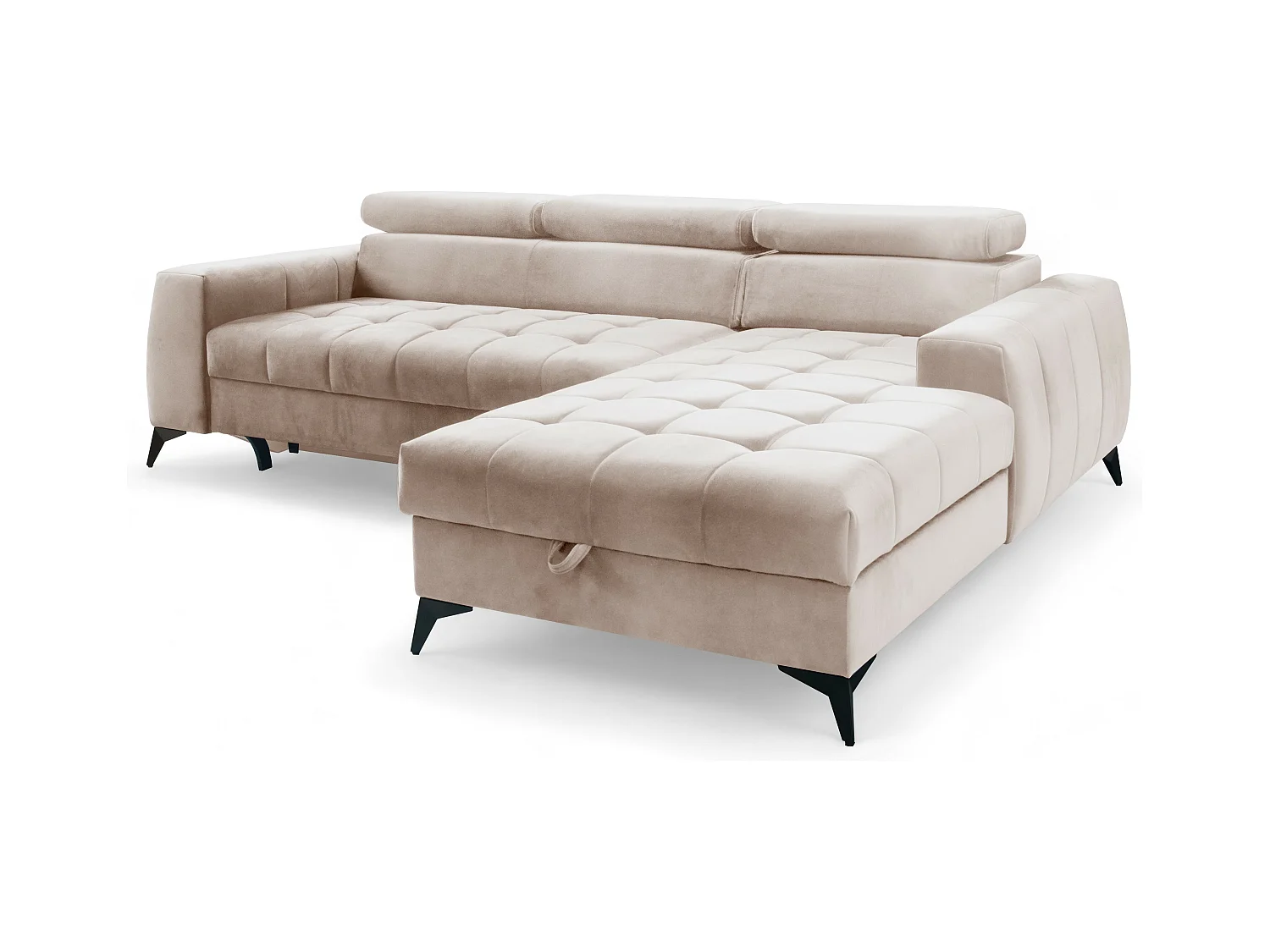 AX LIVING Beige Eckcouch mit Schlaffunktion Arkucio Mini 260 cm R