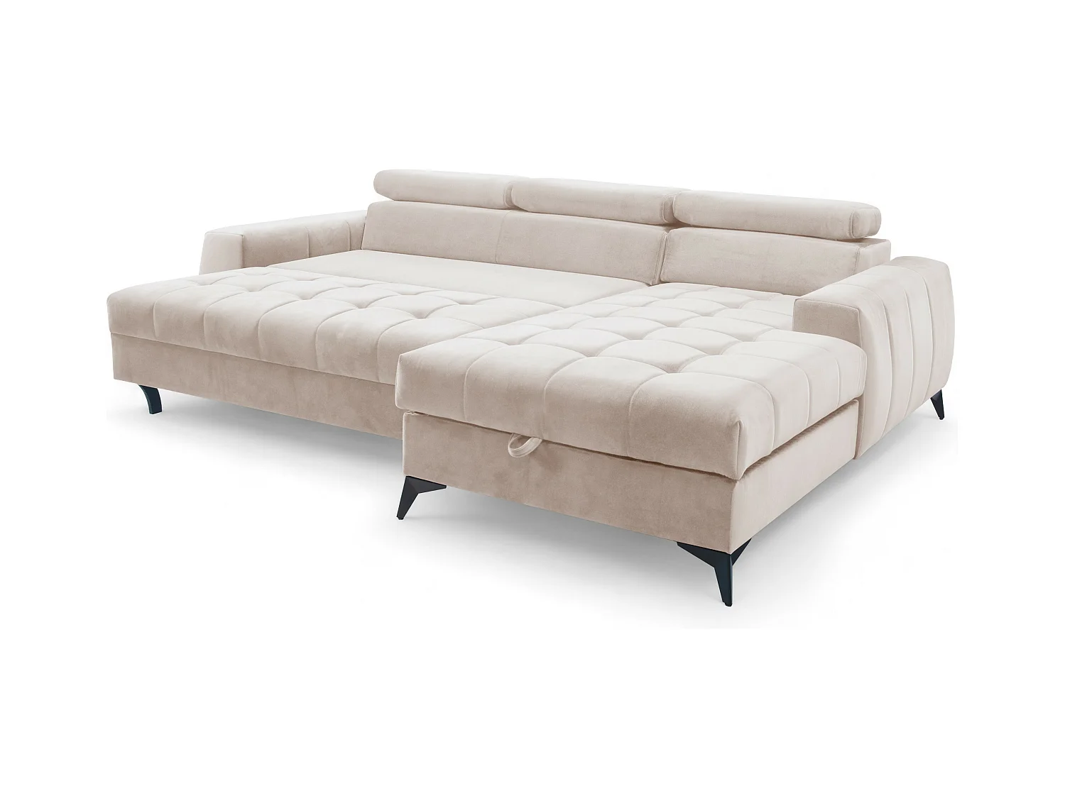 AX LIVING Beige Eckcouch mit Schlaffunktion Arkucio Mini 260 cm R