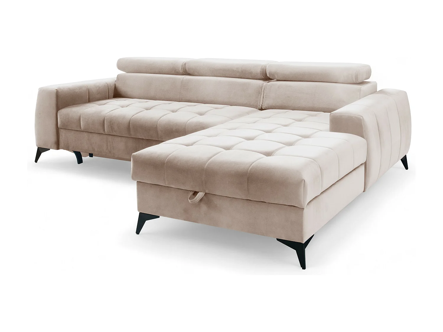 AX LIVING Beige Eckcouch mit Schlaffunktion Arkucio Mini 260 cm R