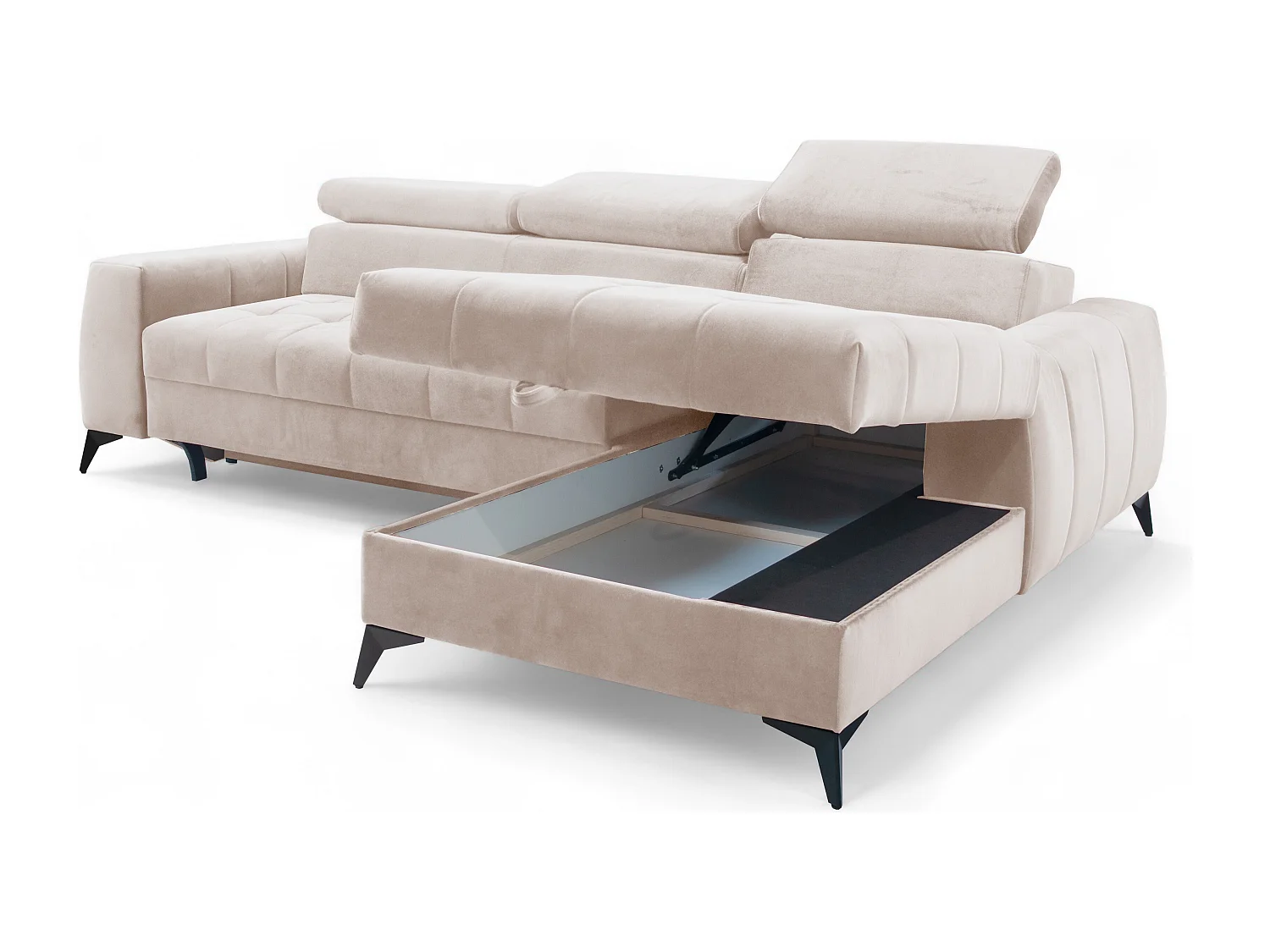 AX LIVING Beige Eckcouch mit Schlaffunktion Arkucio Mini 260 cm R