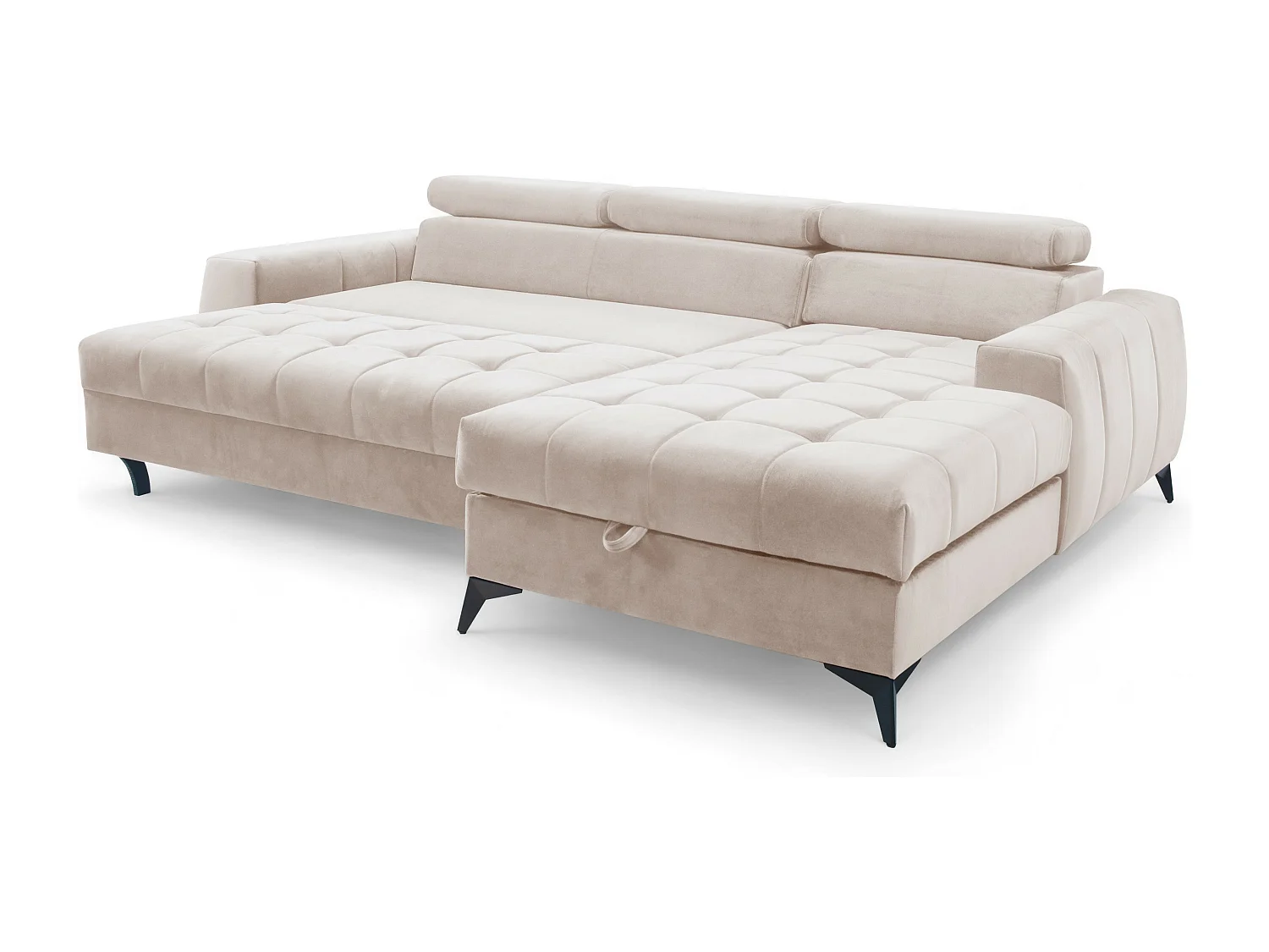 AX LIVING Beige Eckcouch mit Schlaffunktion Arkucio Mini 260 cm R
