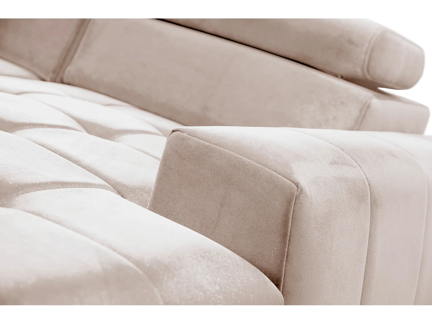 AX LIVING Beige Eckcouch mit Schlaffunktion Arkucio Mini 260 cm R