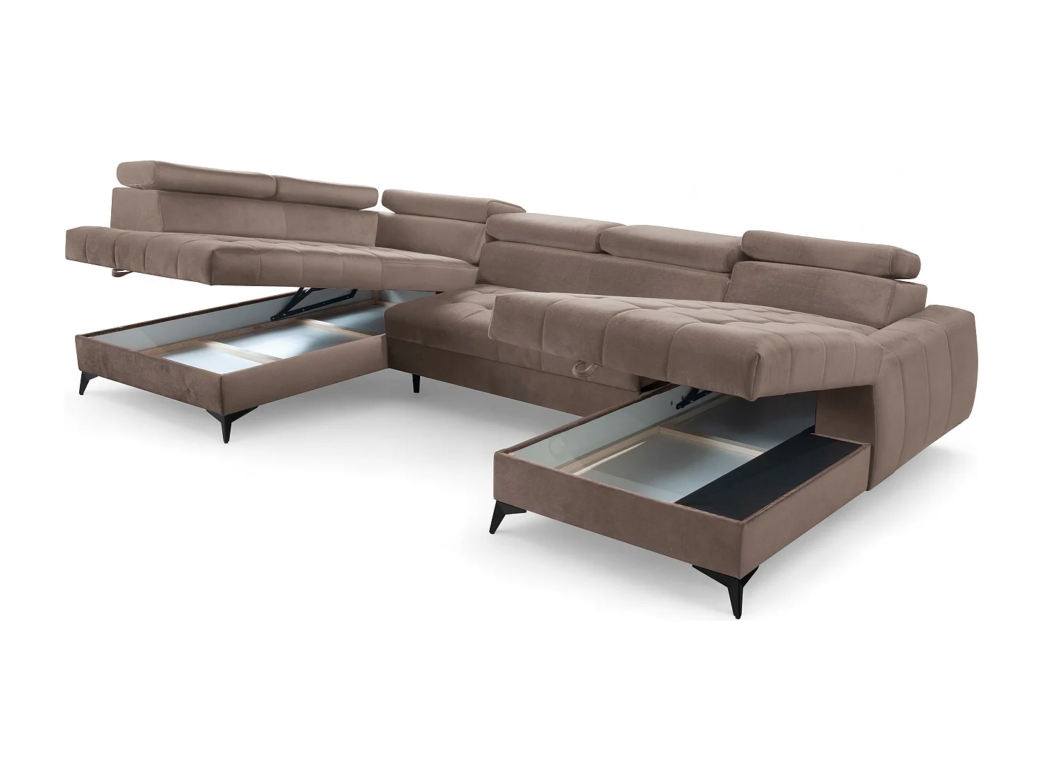 AX LIVING Braun Eckcouch mit Schlaffunktion Arkucio U 345cm modernes R