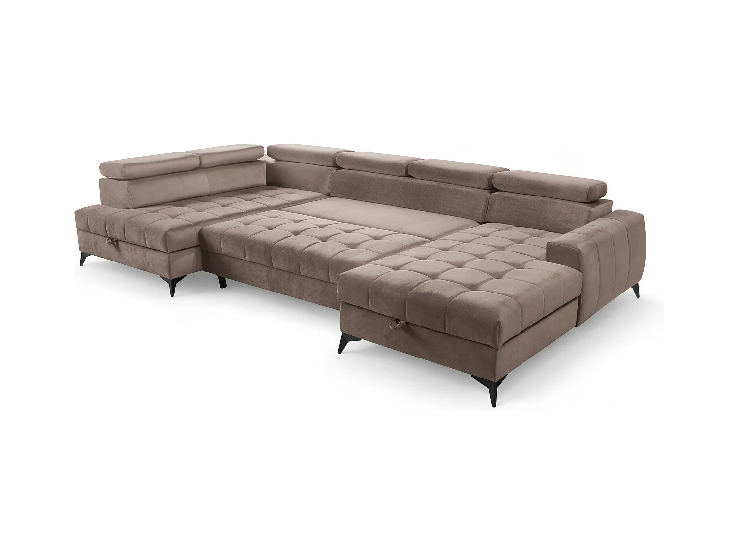 AX LIVING Braun Eckcouch mit Schlaffunktion Arkucio U 345cm modernes R