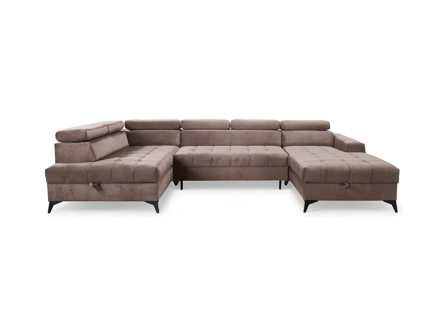 AX LIVING Braun Eckcouch mit Schlaffunktion Arkucio U 345cm modernes R