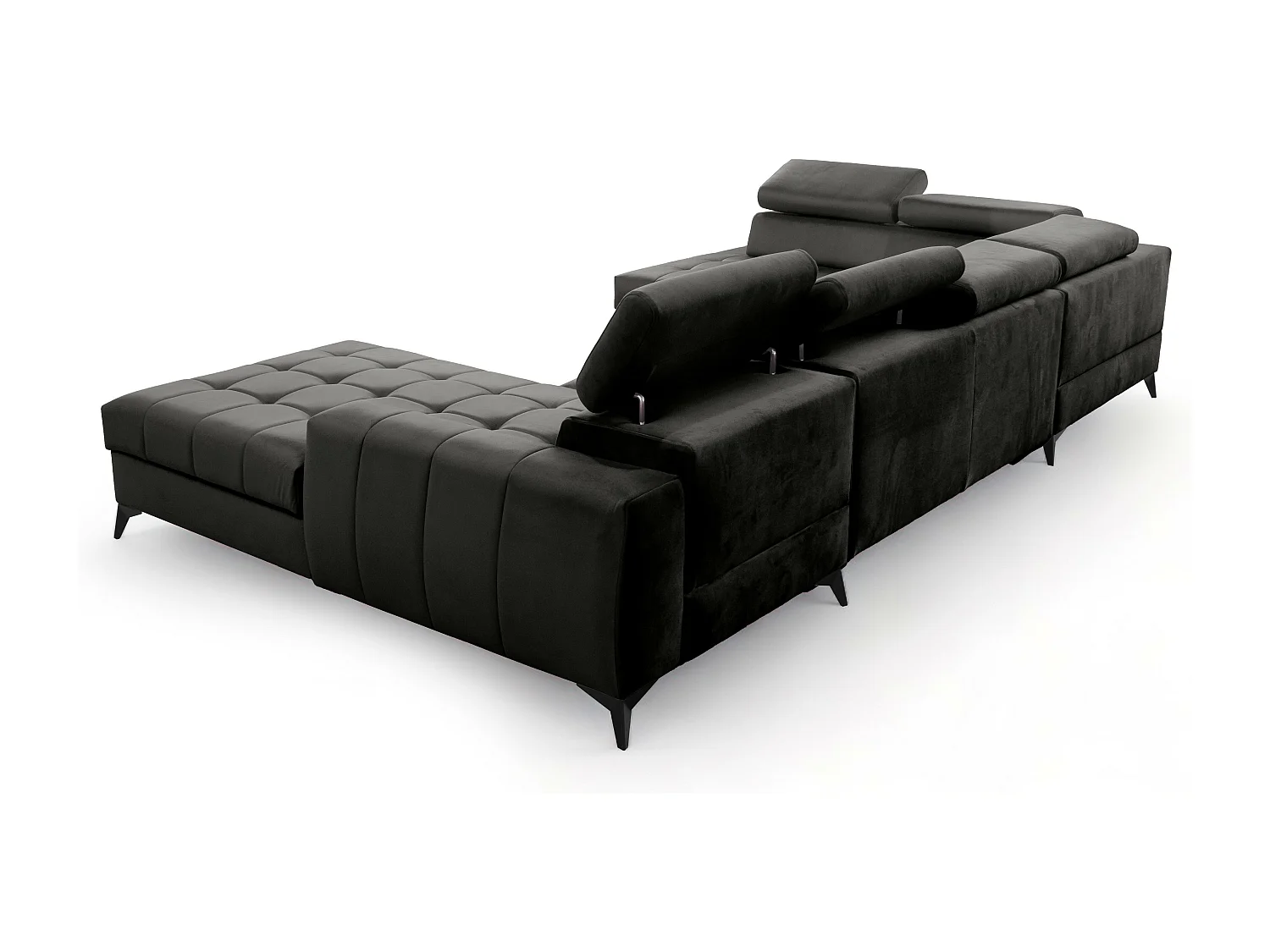 AX LIVING Schwarze Eckcouch mit Schlaffunktion Arkucio U 345cm Breite R