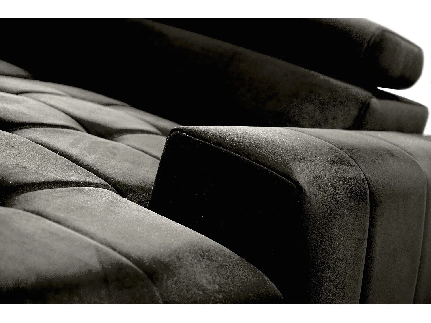 AX LIVING Schwarze Eckcouch mit Schlaffunktion Arkucio U 345cm Breite R