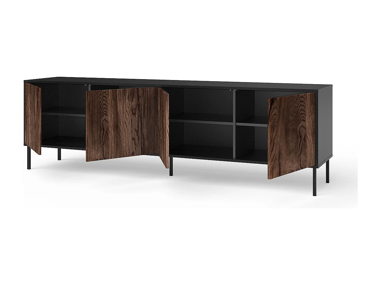 Buffet mit 4 Türen BUDAPEST-S schwarz/Rio-Eiche
