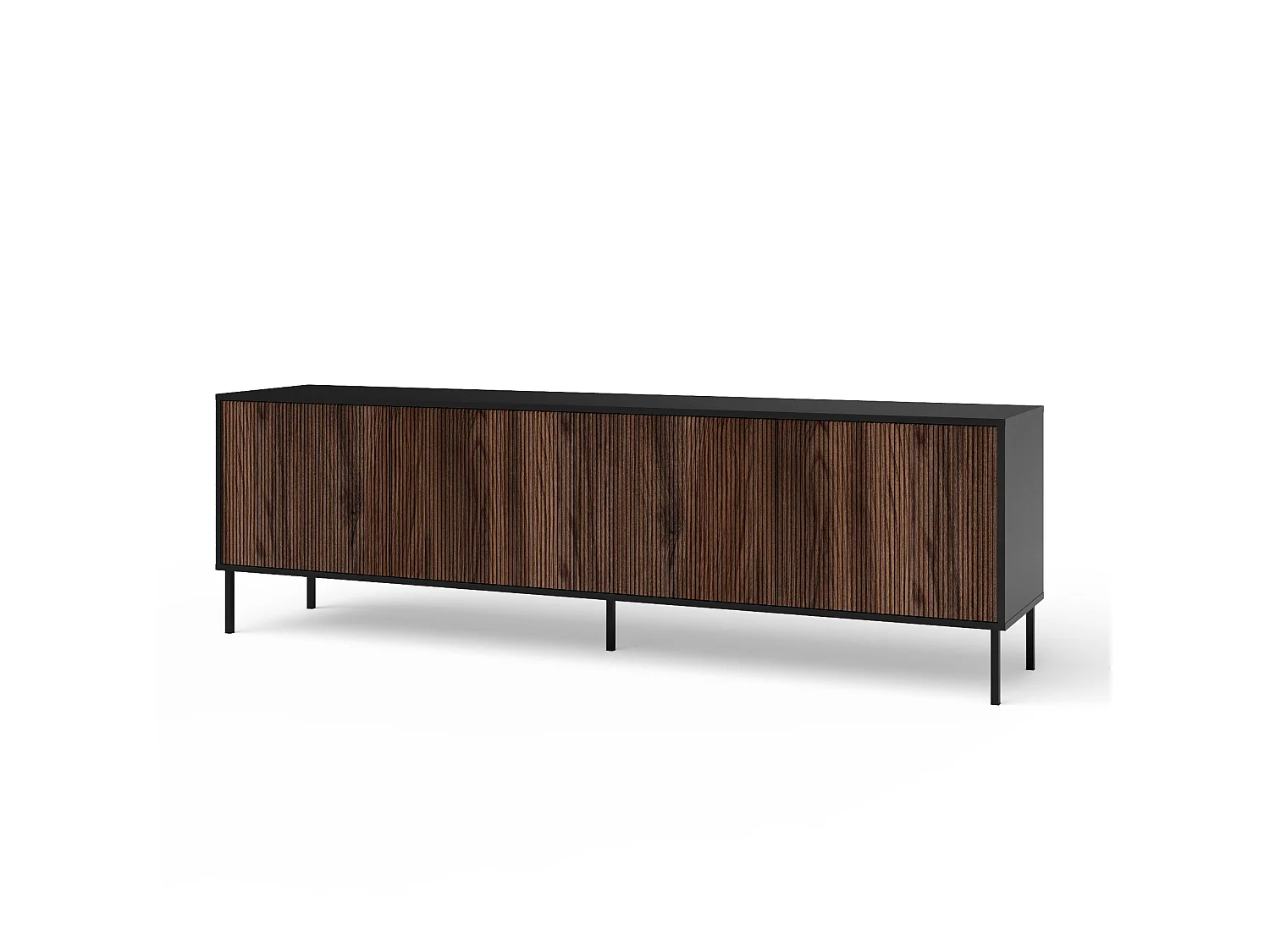 Credenza cucina moderna buffet 4 ante con gambe in metallo Budapest CA - Marrone - Nero