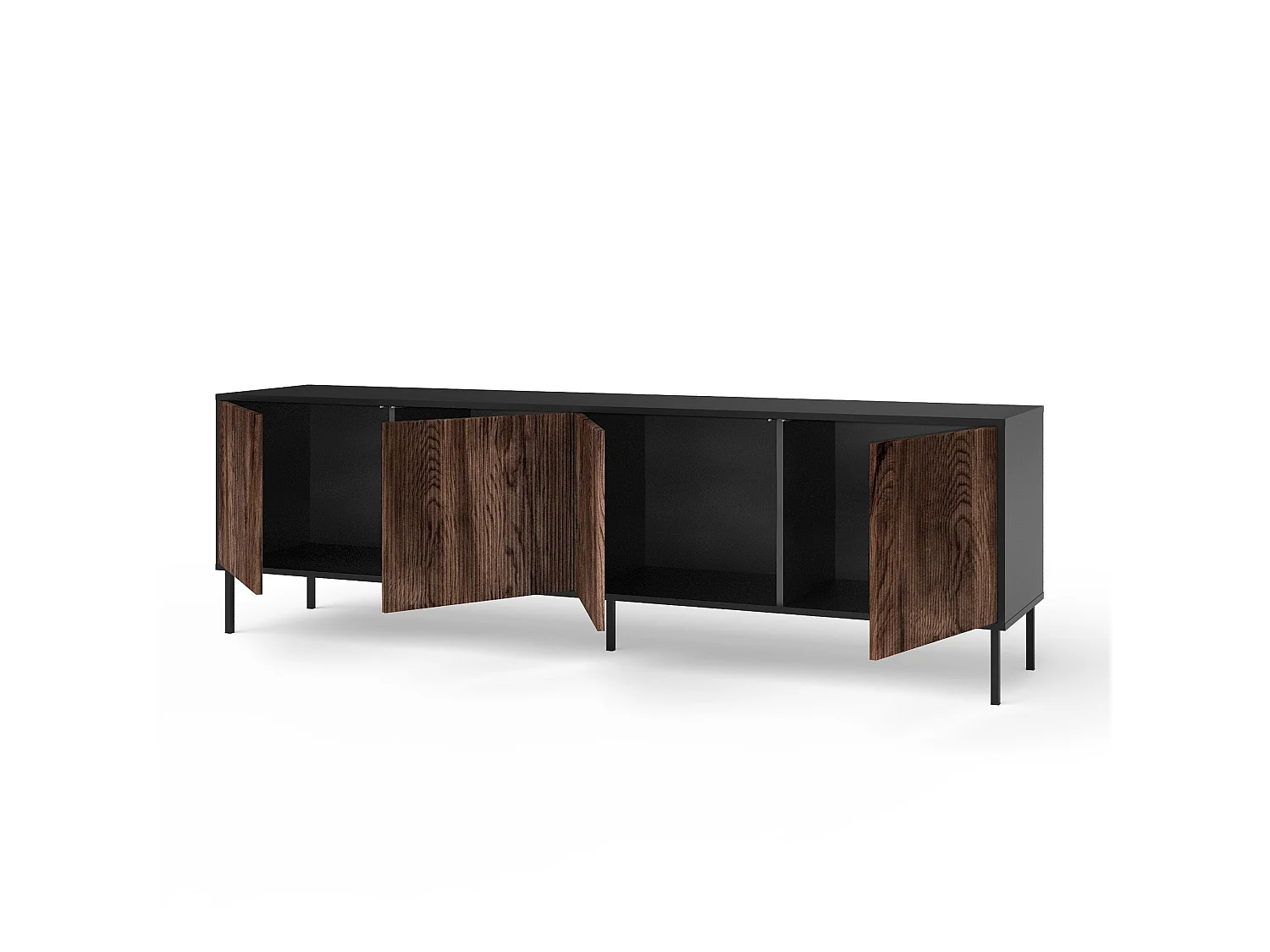 Credenza cucina moderna buffet 4 ante con gambe in metallo Budapest CA - Marrone - Nero