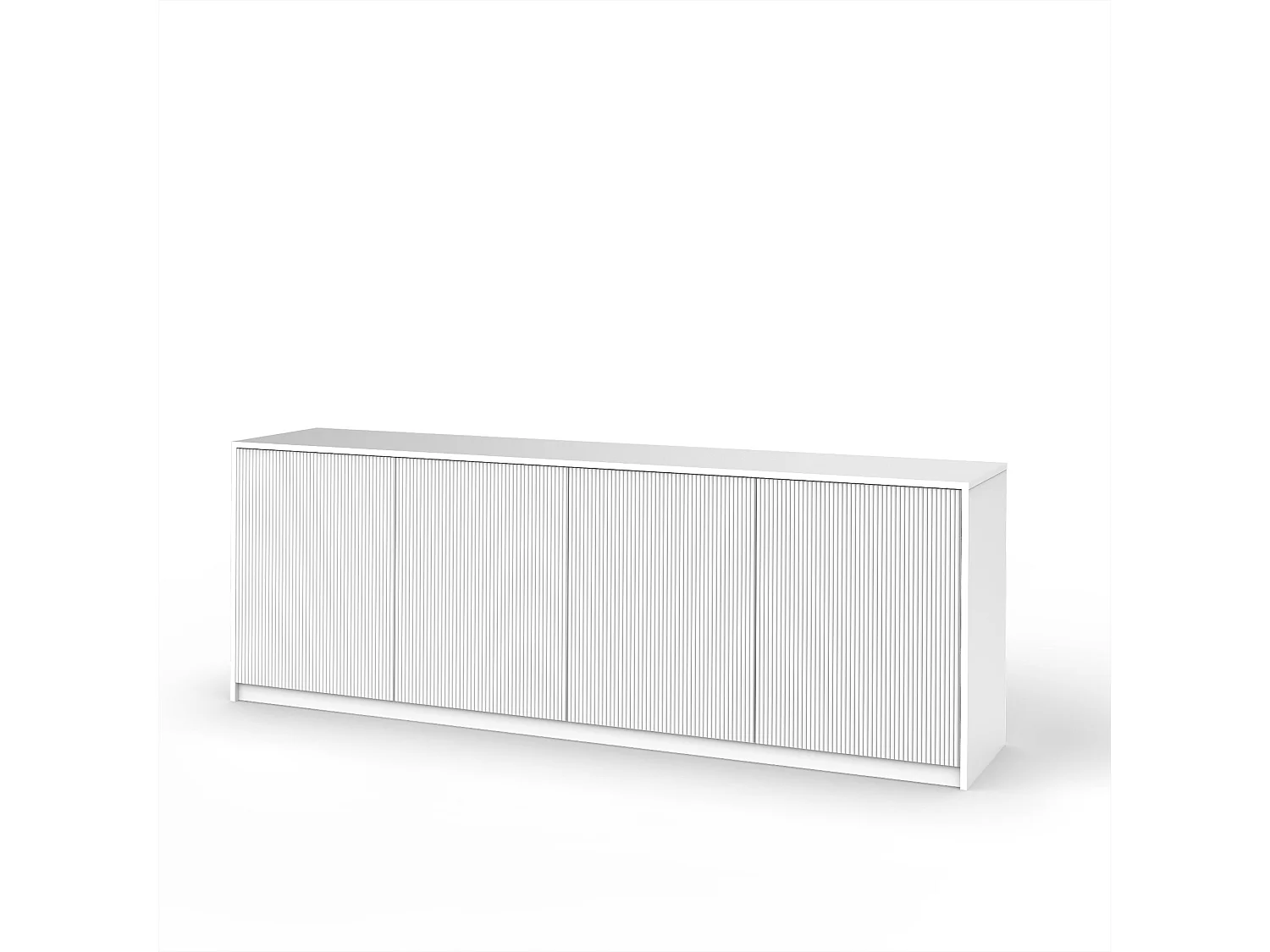 Küchenschrank Buffet 4-türig geriffelt 238x50x83cm Budapest BF - Weiß