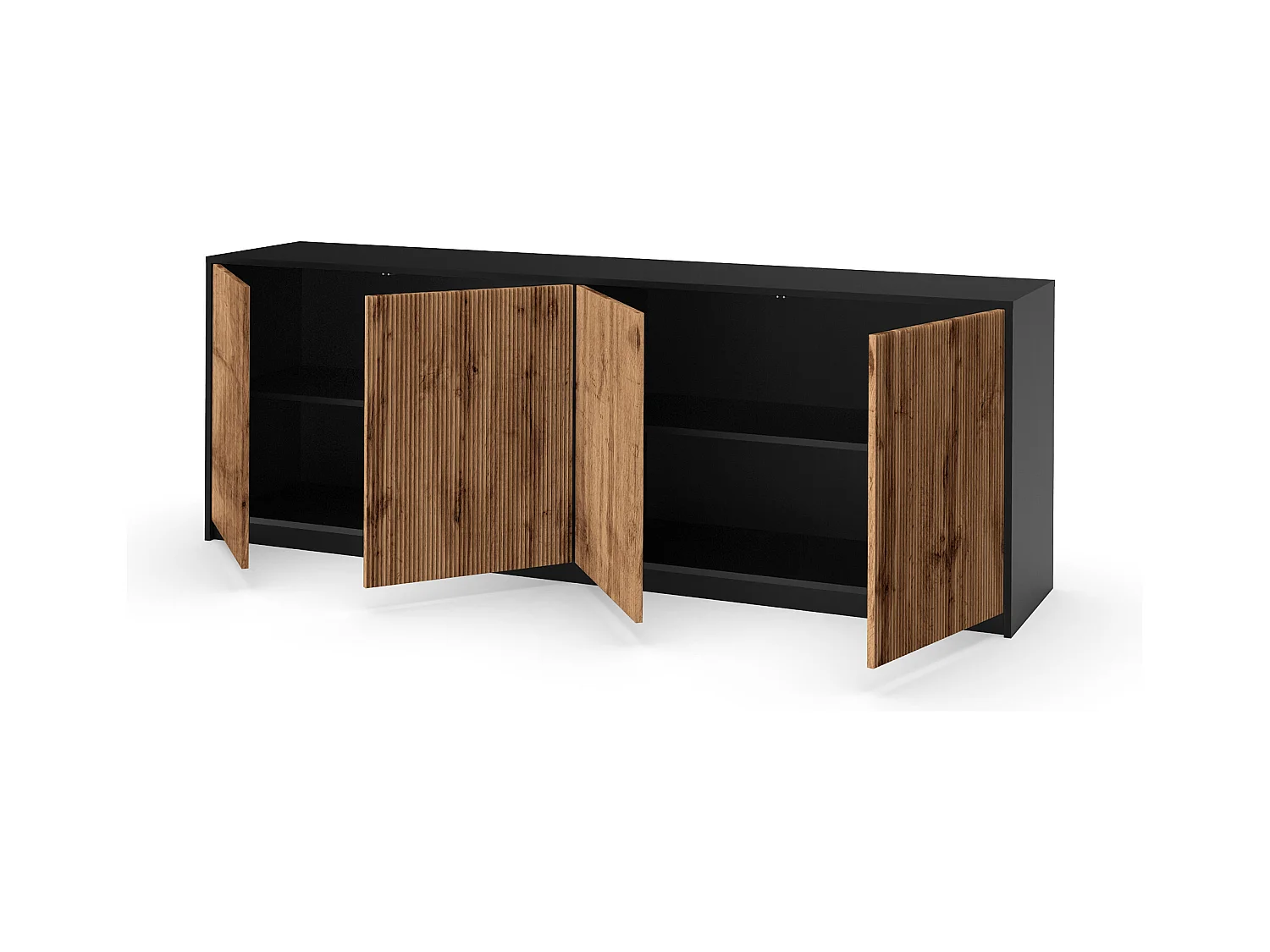 Buffet 4 portes BUDAPEST noir/chêne