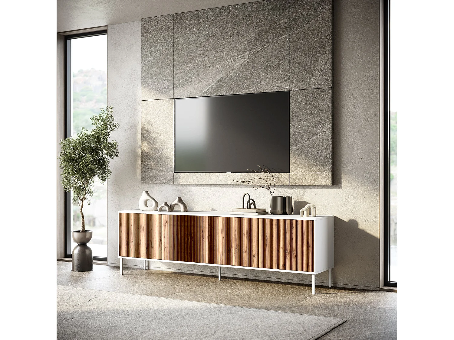 Buffet mit 4 Türen BUDAPEST-S weiß/Eiche