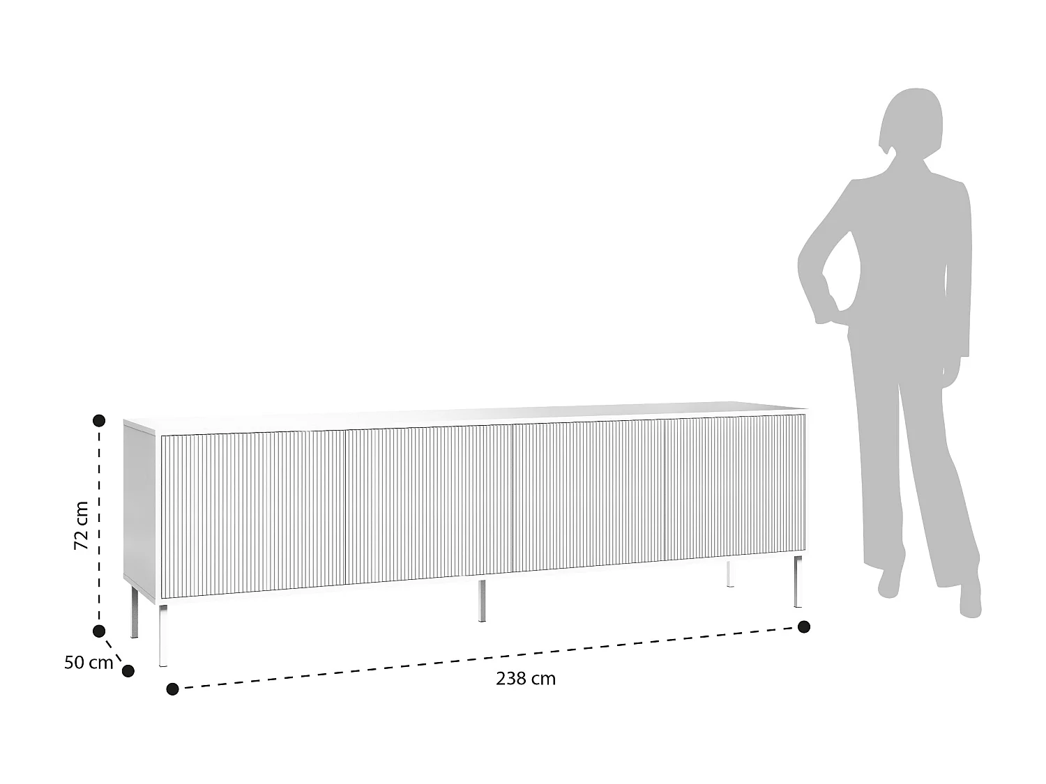 Buffet mit 4 Türen BUDAPEST-S weiß/Eiche