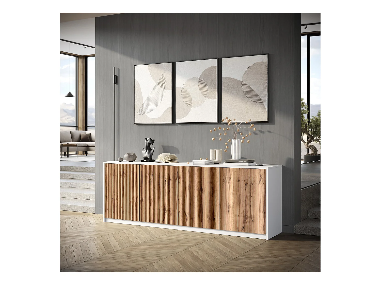 Buffet mit 4 Türen BUDAPEST weiß/Eiche