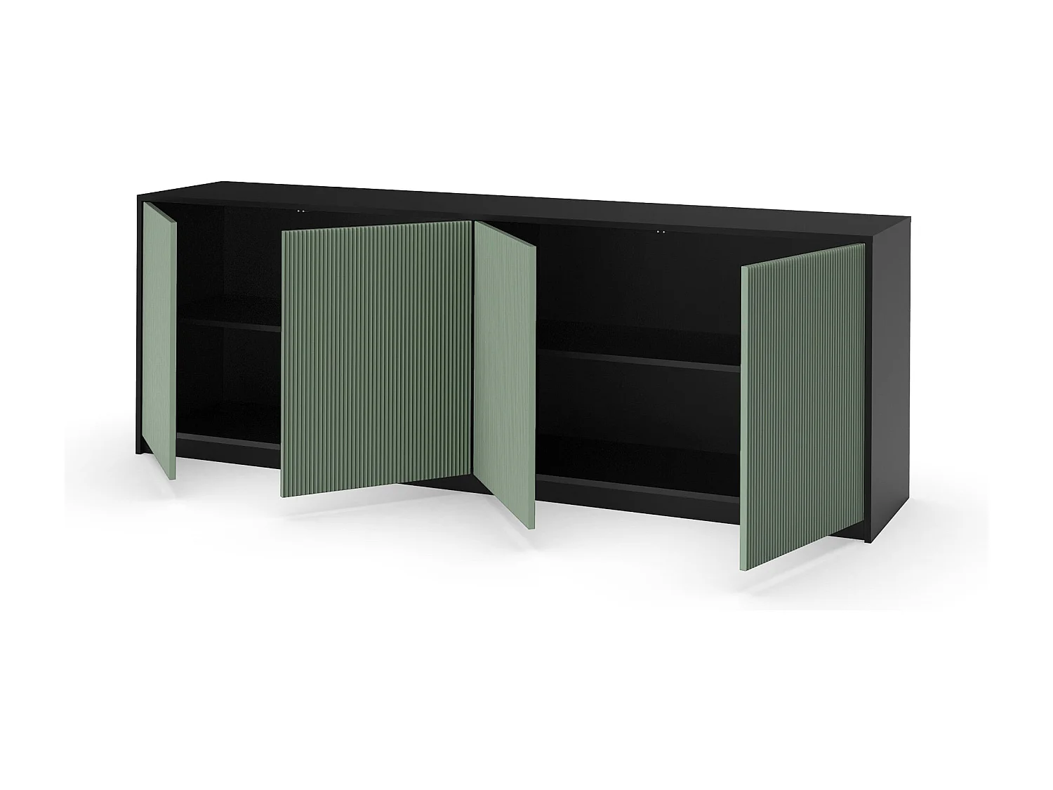 Buffet BUDAPEST com 4 portas preto/verde-sálvia