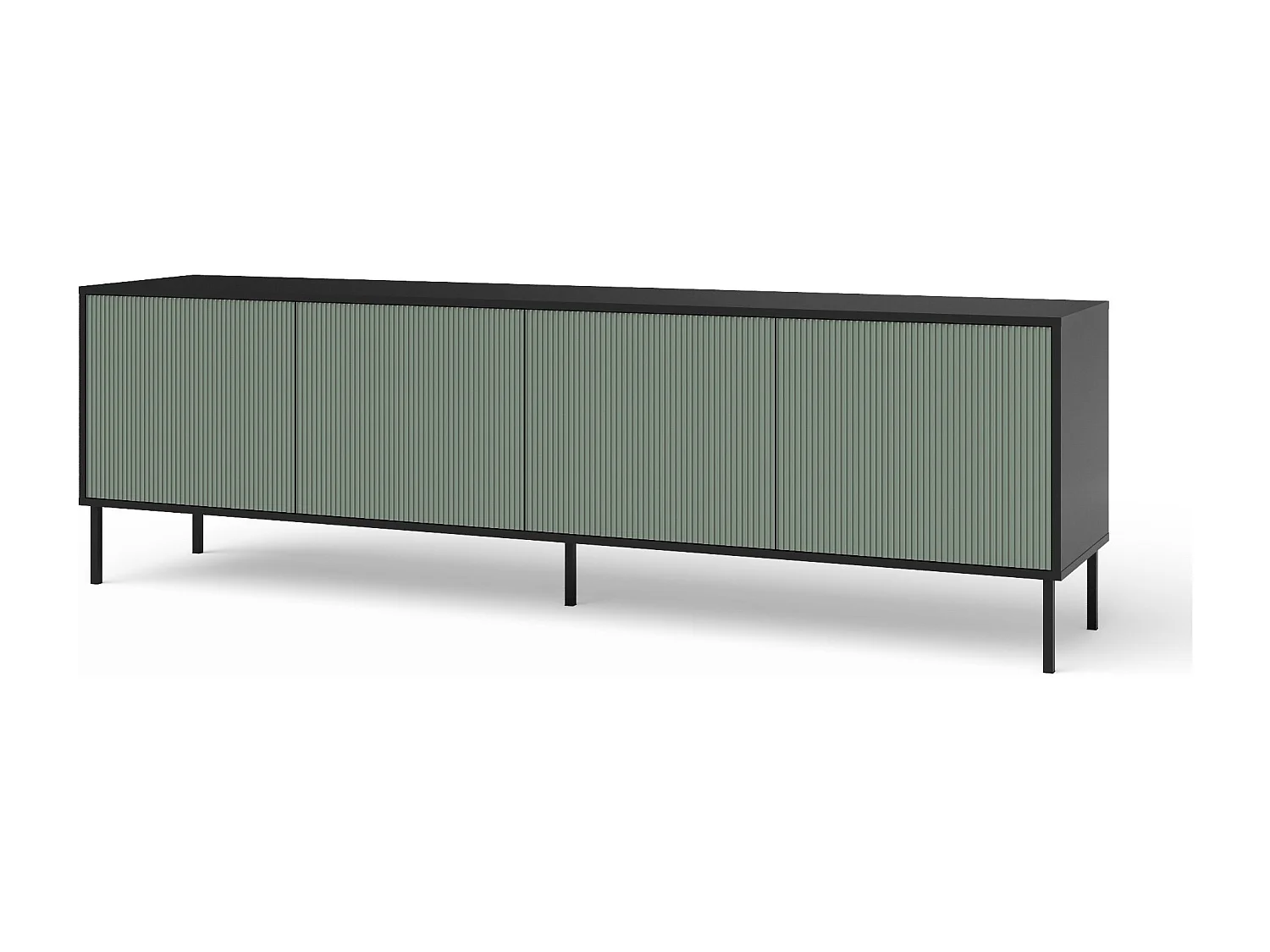 Buffet 4 portes BUDAPEST-S noir/vert sauge