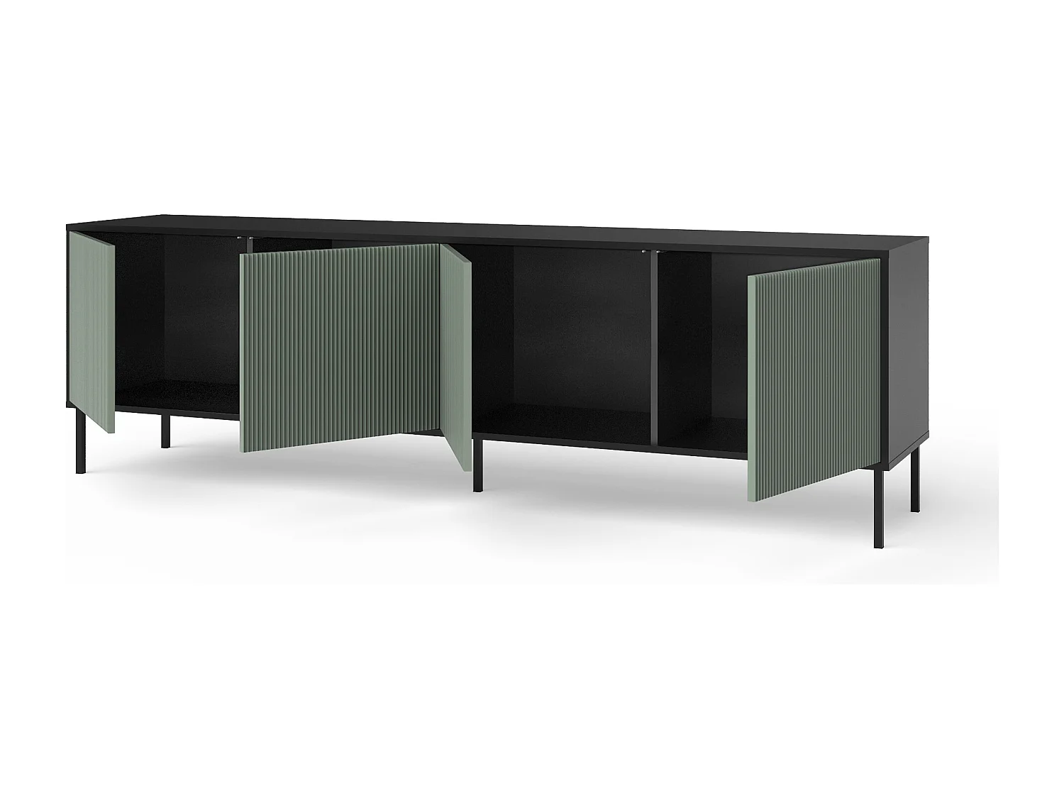 Buffet 4 portes BUDAPEST-S noir/vert sauge