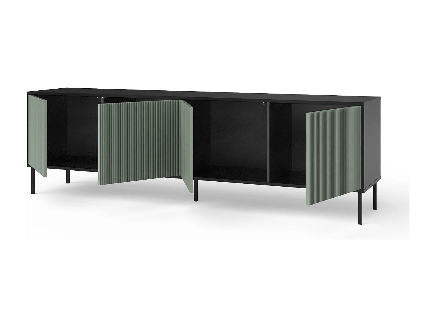 Buffet 4 portes BUDAPEST-S noir/vert sauge