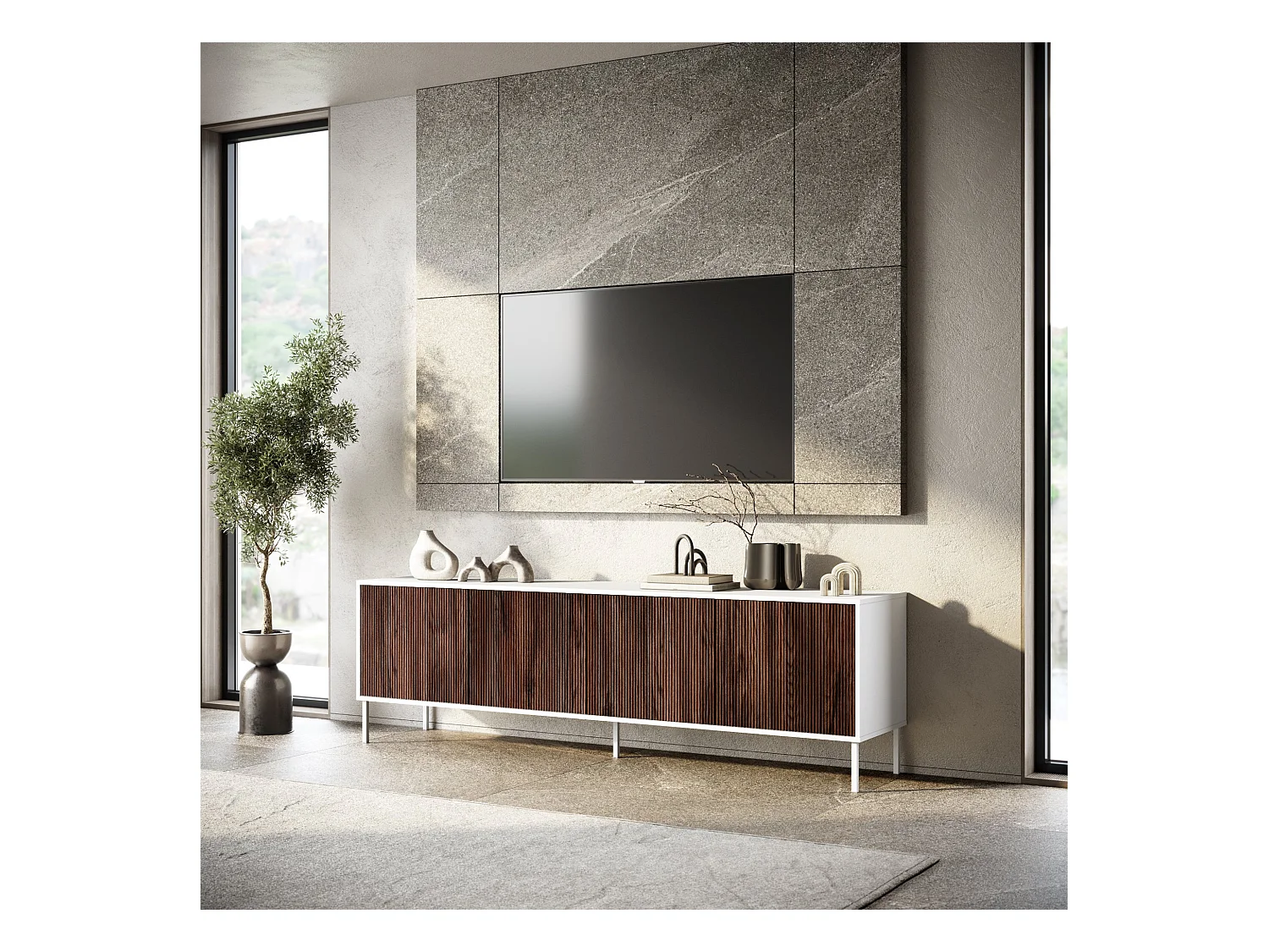 Buffet mit 4 Türen BUDAPEST-S weiß/Rio-Eiche