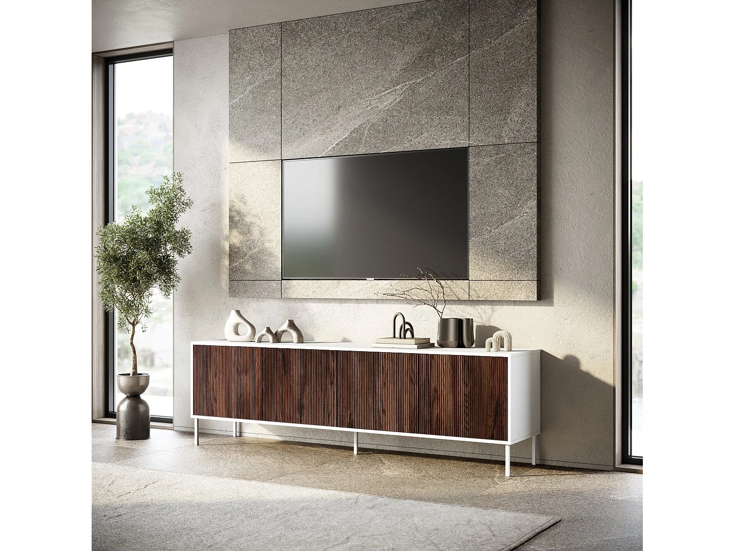 Buffet mit 4 Türen BUDAPEST-S weiß/Rio-Eiche