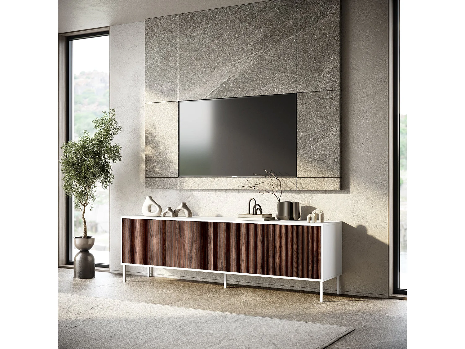 Buffet mit 4 Türen BUDAPEST-S weiß/Rio-Eiche