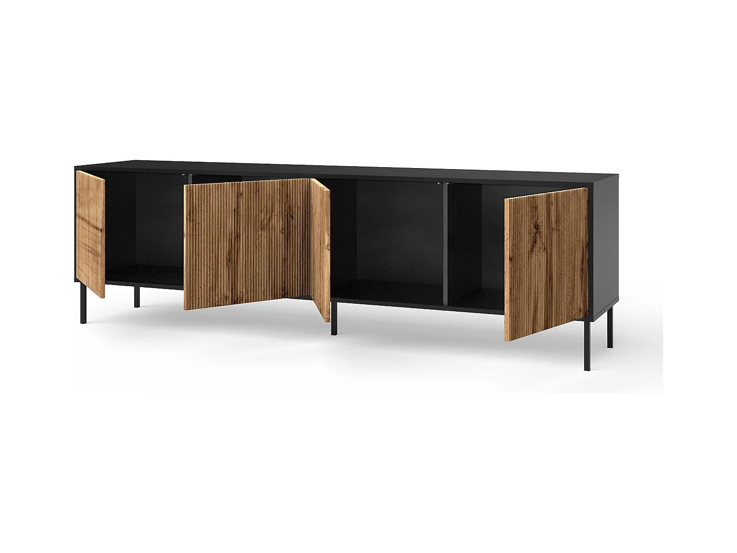 Buffet 4 portes BUDAPEST-S noir/chêne